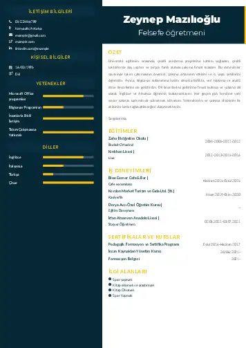 Felsefe Öğretmeni CV Örnekleri cv indir